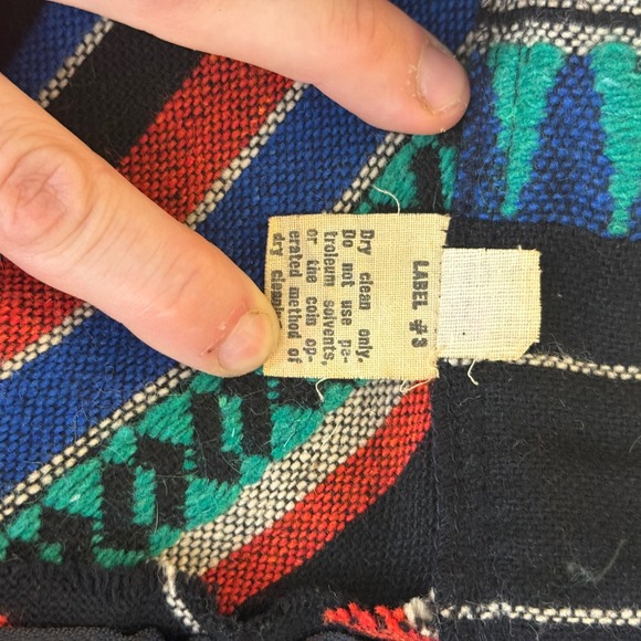 Vintage Southwestern Woven Chevron Stripe A-Line Midi Skirt Black Multi Sm/Md - Picture 5 of 13